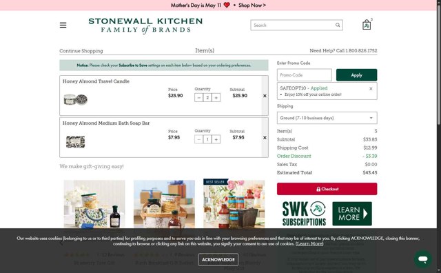 Michel Design Works checkout page showing Michel Design Works promo code box | Screenshot taken by SimplyCodes community member on Apr 30, 2025