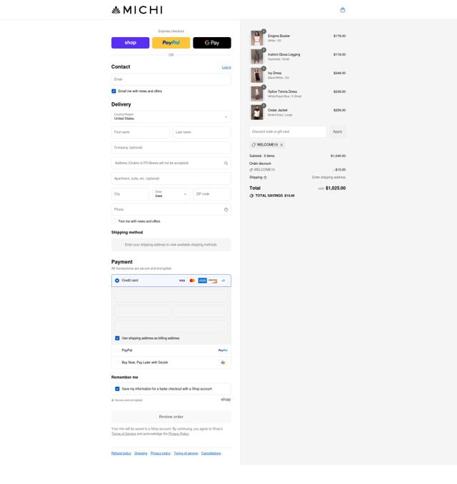 MICHI checkout page showing MICHI promo code box | Screenshot taken by SimplyCodes community member on Sep 8, 2025