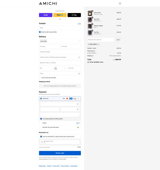 MICHI checkout page showing MICHI promo code box | Screenshot taken by SimplyCodes community member on Sep 4, 2025