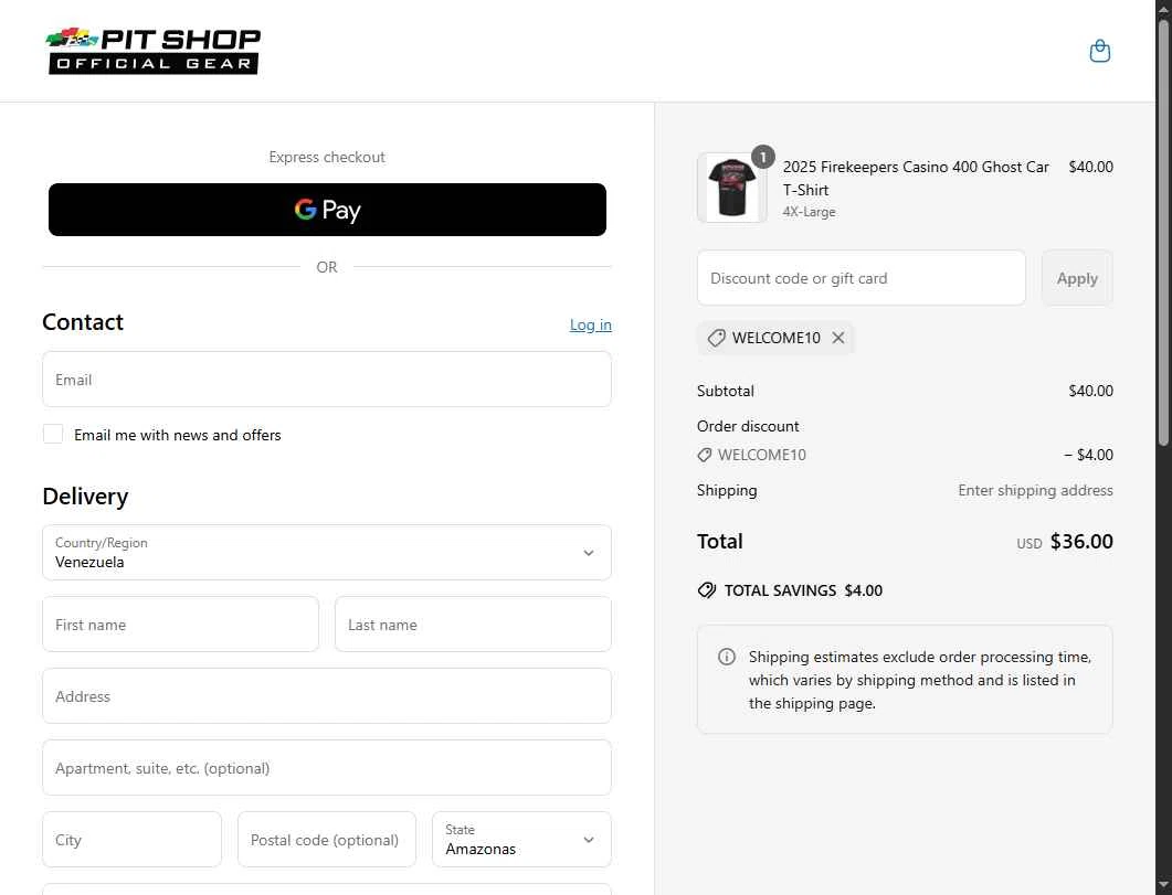 Michigan International Speedway checkout page showing Michigan International Speedway discount code box | Screenshot taken by SimplyCodes community member on May 13, 2025