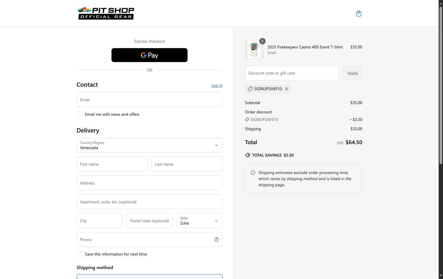 Michigan International Speedway checkout page showing Michigan International Speedway discount code box | Screenshot taken by SimplyCodes community member on Jun 26, 2025