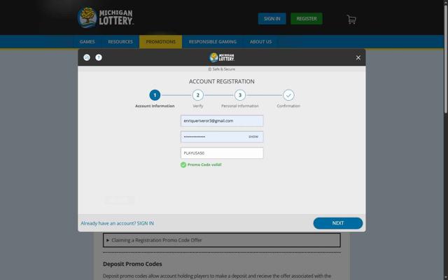 Michigan Lottery checkout page showing Michigan Lottery promo code box | Screenshot taken by SimplyCodes community member on Sep 3, 2025
