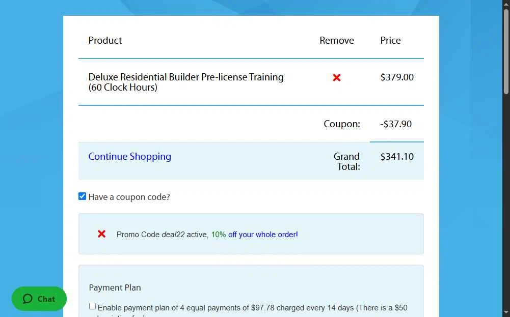MIContractorTraining.com checkout page showing MIContractorTraining.com promo code box | Screenshot taken by SimplyCodes community member on Jul 17, 2025