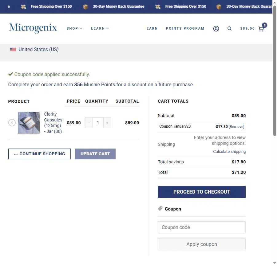 Microgenix checkout page showing Microgenix coupon code box | Screenshot taken by SimplyCodes community member on Jan 16, 2026