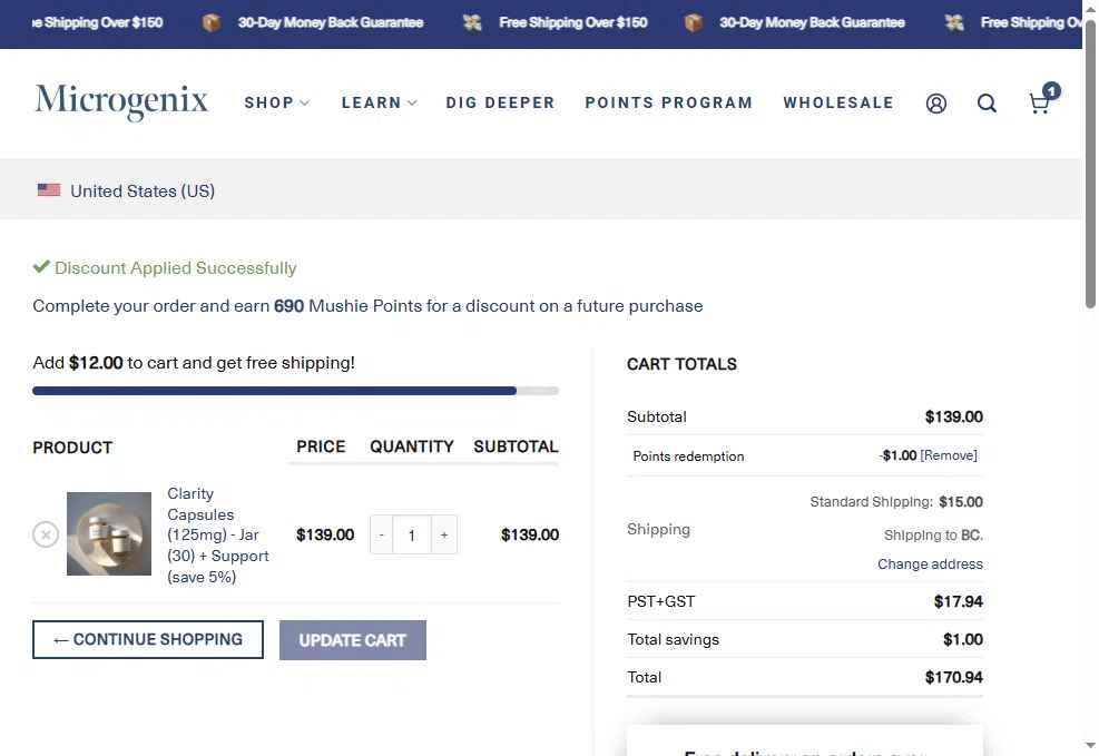 Microgenix checkout page showing Microgenix coupon code box | Screenshot taken by SimplyCodes community member on Sep 26, 2025