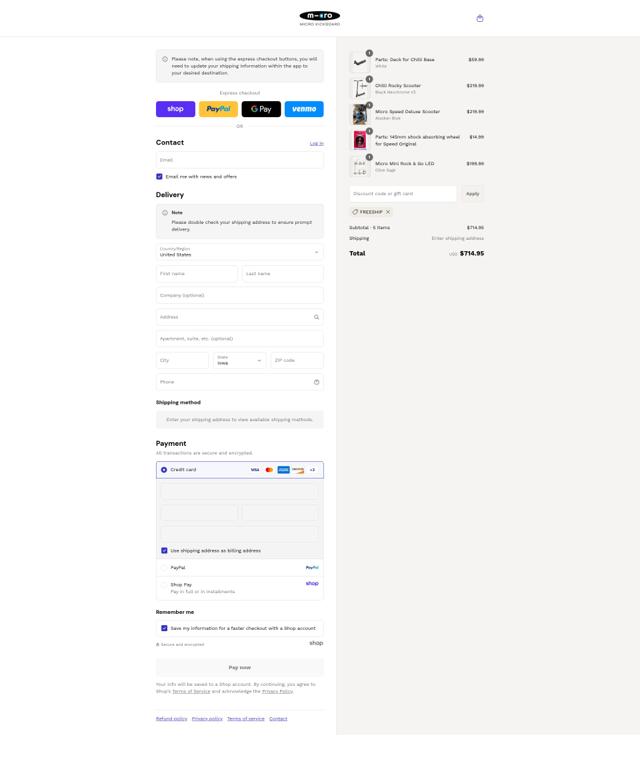 Micro Kickboard checkout page showing Micro Kickboard promo code box | Screenshot taken by SimplyCodes community member on Sep 3, 2025
