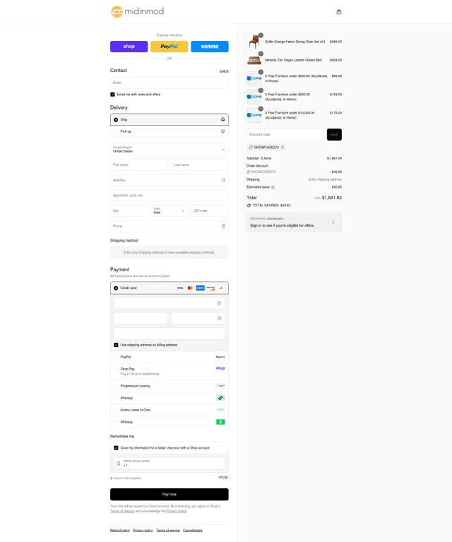 MidInMod checkout page showing MidInMod discount code box | Screenshot taken by SimplyCodes community member on Sep 2, 2025