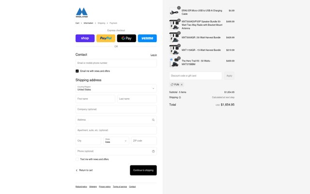 Midland checkout page showing Midland promo code box | Screenshot taken by SimplyCodes community member on Sep 4, 2025