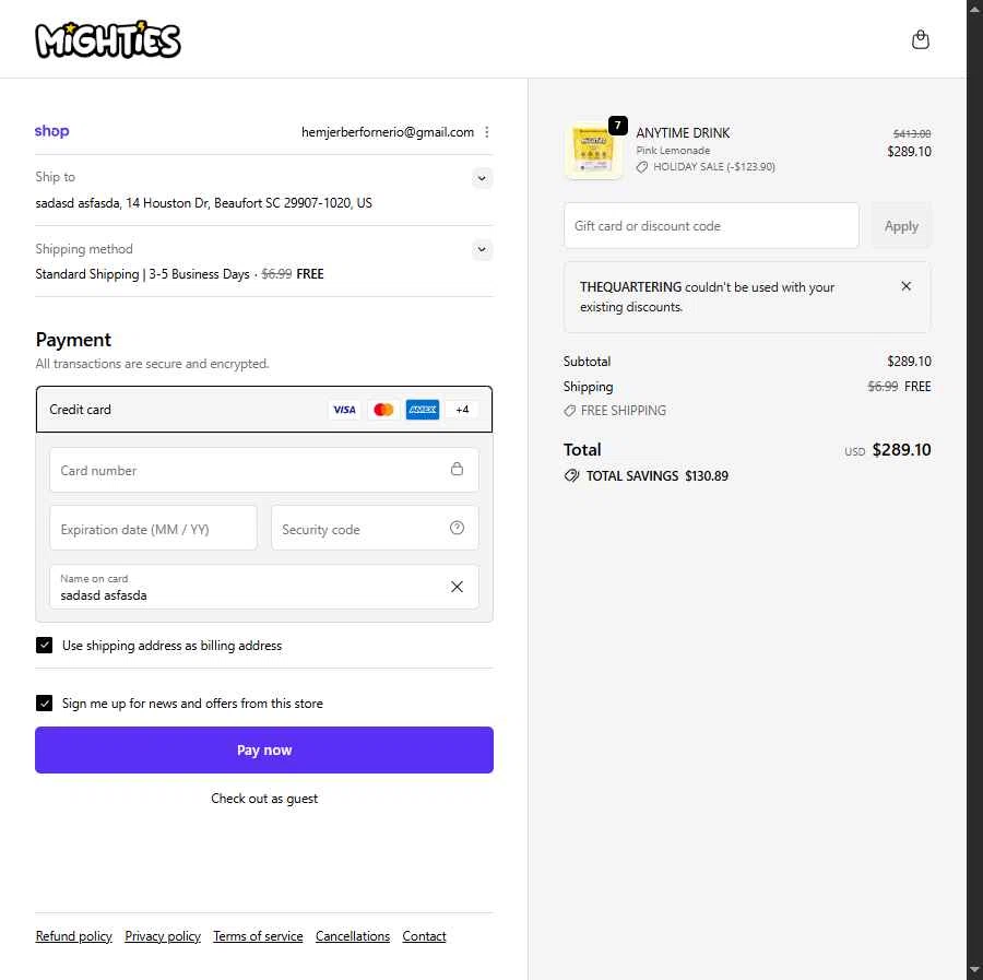 Mighties checkout page showing Mighties promo code box | Screenshot taken by SimplyCodes community member on Dec 29, 2025