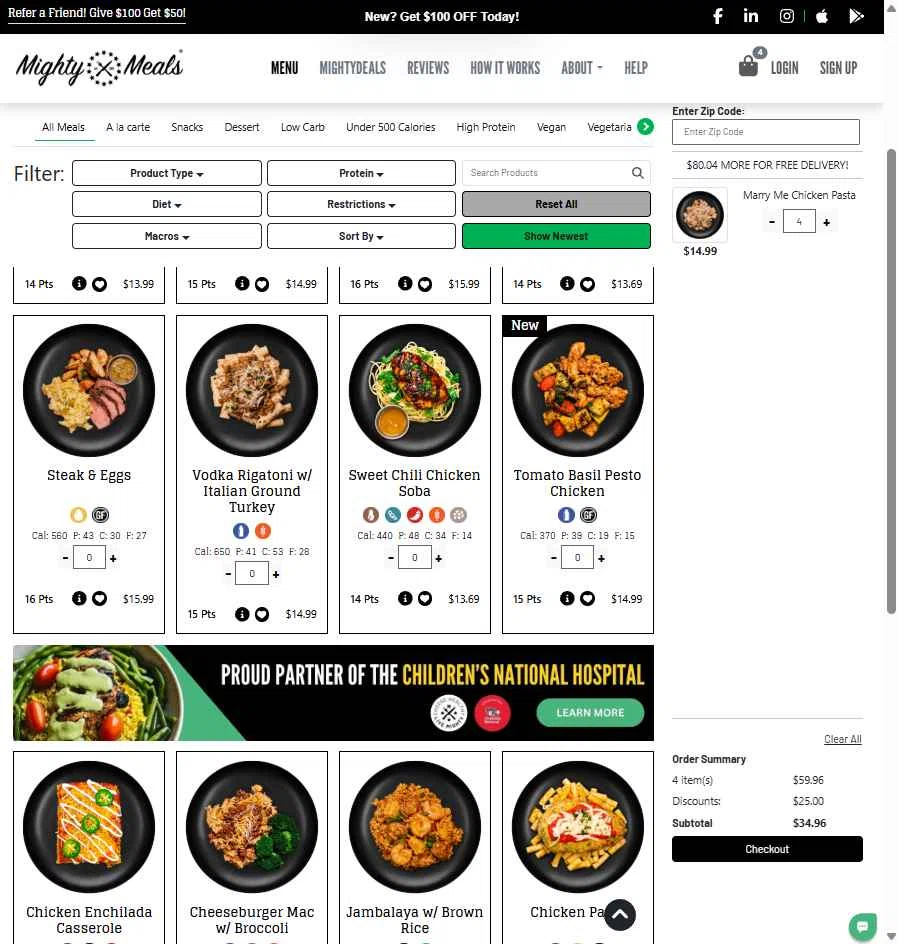 MightyMeals checkout page showing MightyMeals discount code box | Screenshot taken by SimplyCodes community member on Jan 10, 2026