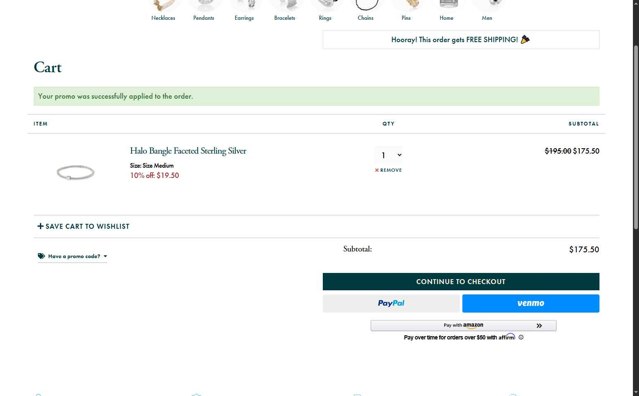 Mignon Faget checkout page showing Mignon Faget promo code box | Screenshot taken by SimplyCodes community member on Aug 31, 2025
