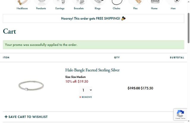 Mignon Faget checkout page showing Mignon Faget promo code box | Screenshot taken by SimplyCodes community member on Aug 10, 2025