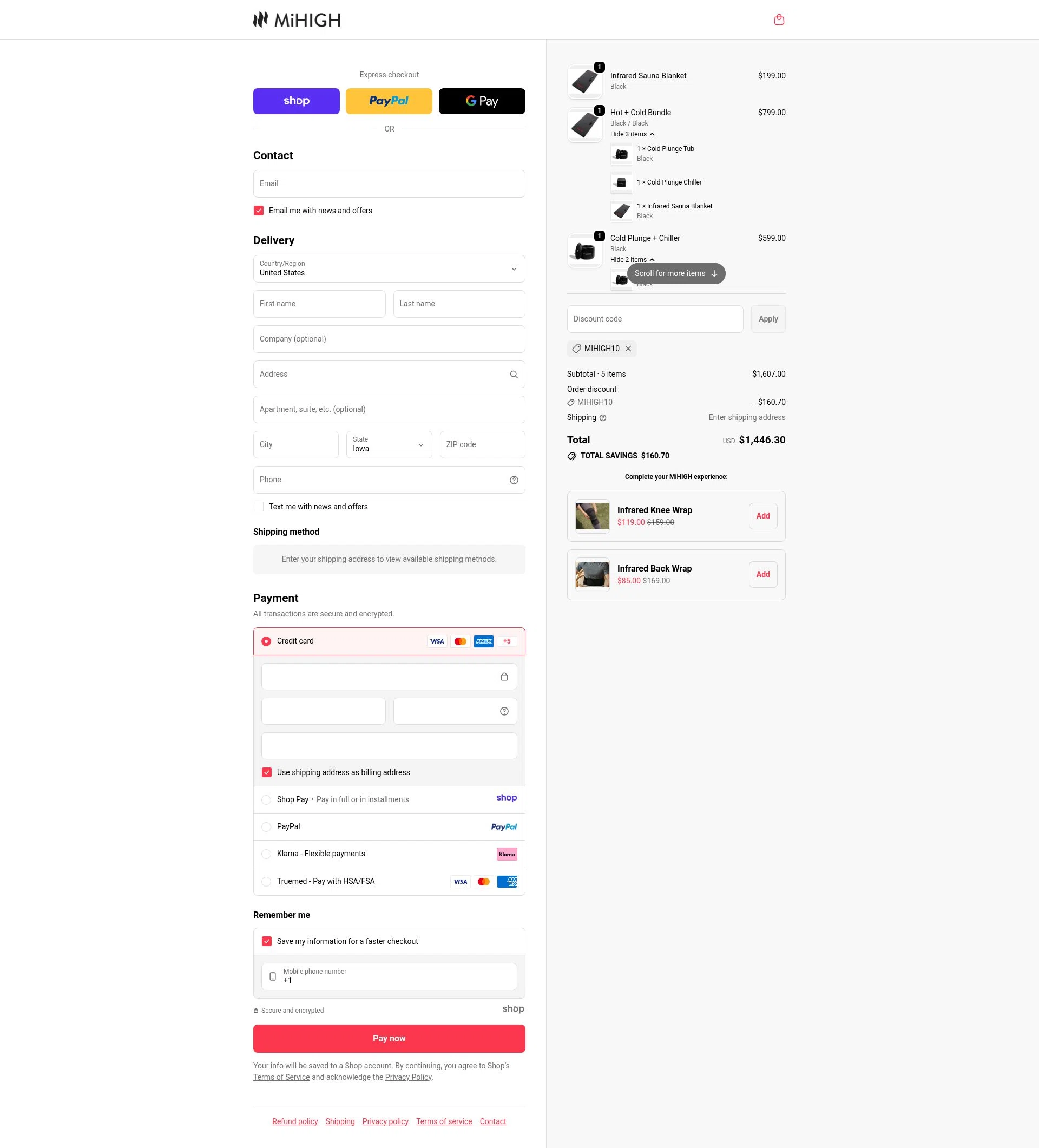 MiHigh checkout page showing MiHigh discount code box | Screenshot taken by SimplyCodes community member on Dec 30, 2025