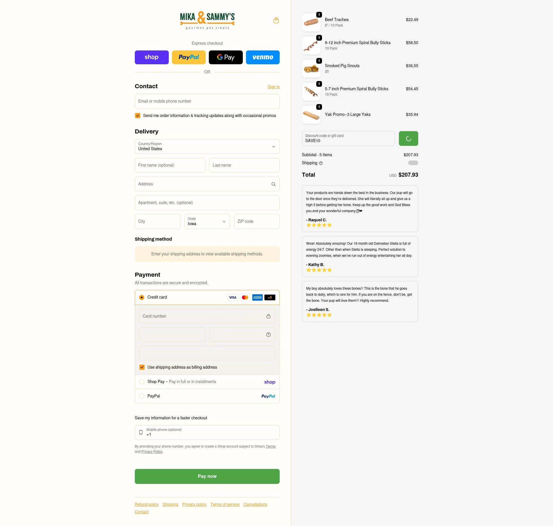 Mika and Sammy’s checkout page showing Mika and Sammy’s discount code box | Screenshot taken by SimplyCodes community member on Feb 4, 2026