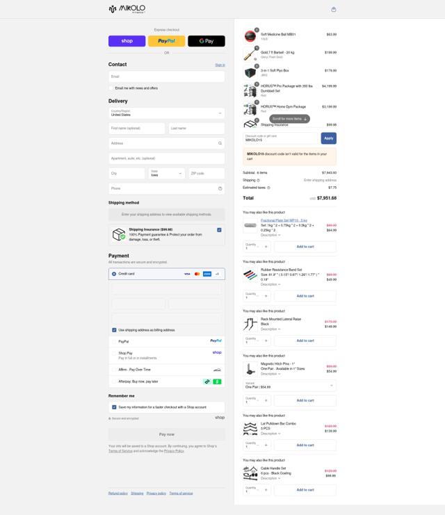 Mikologym checkout page showing Mikologym promo code box | Screenshot taken by SimplyCodes community member on Sep 12, 2025