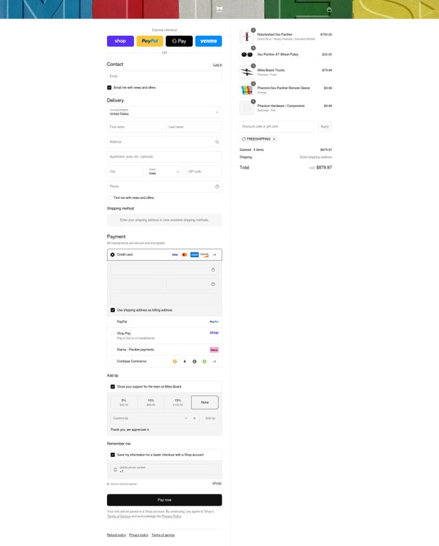 Miles Board checkout page showing Miles Board discount code box | Screenshot taken by SimplyCodes community member on Sep 2, 2025