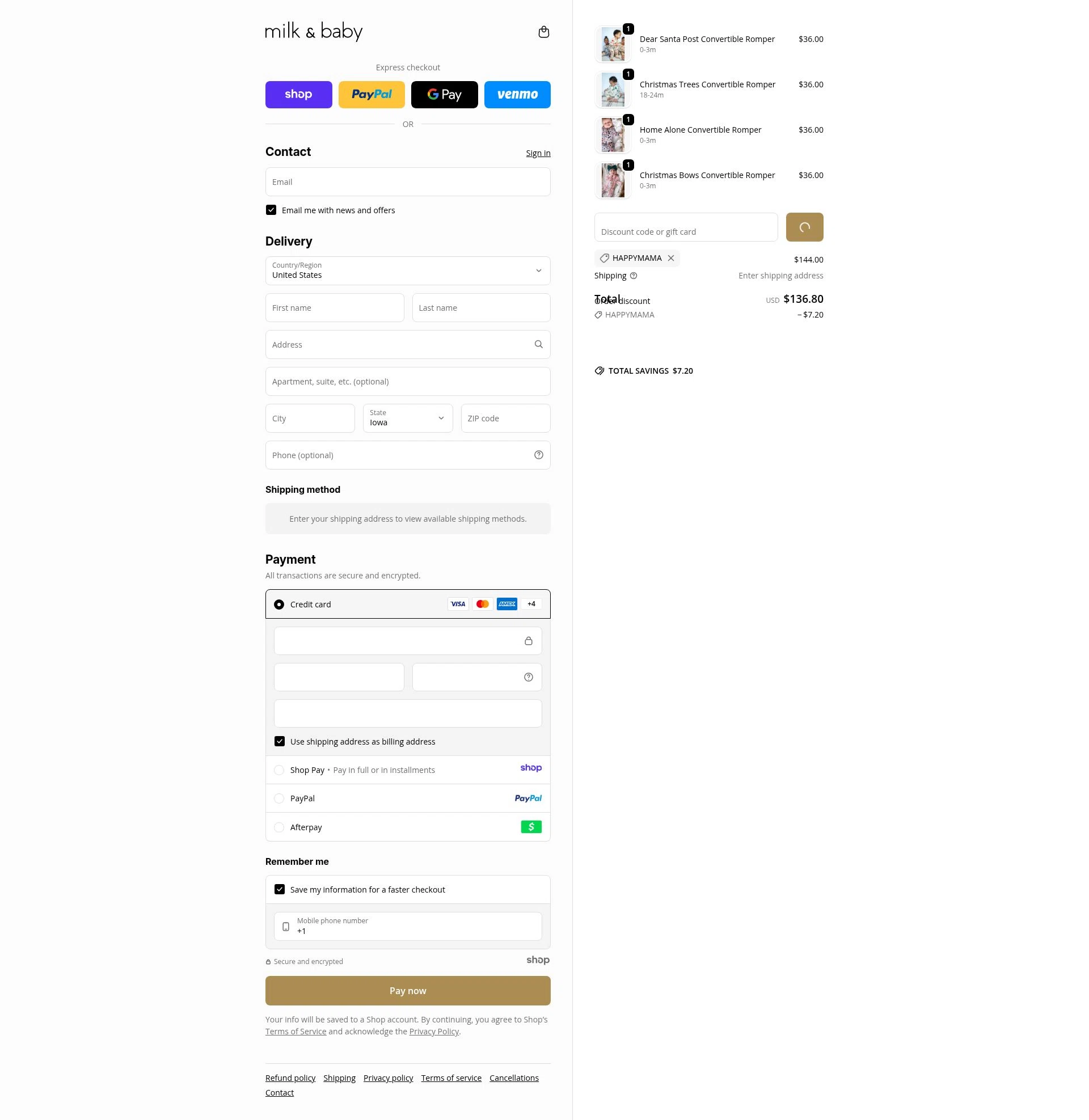 Milk & Baby checkout page showing Milk & Baby promo code box | Screenshot taken by SimplyCodes community member on Dec 21, 2025