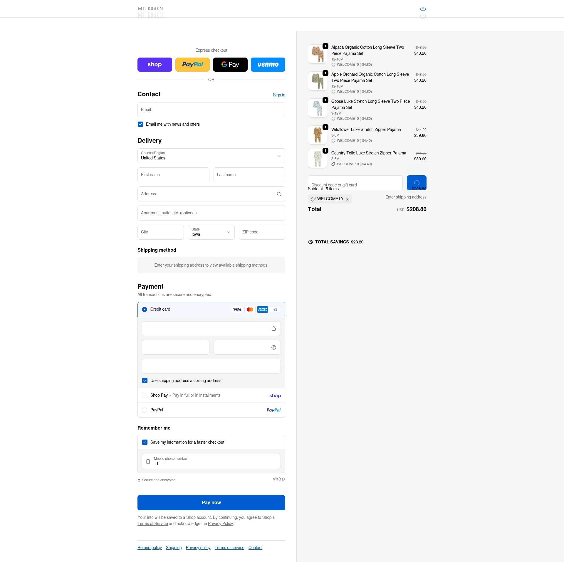MILKBARN checkout page showing MILKBARN promo code box | Screenshot taken by SimplyCodes community member on Jan 27, 2026