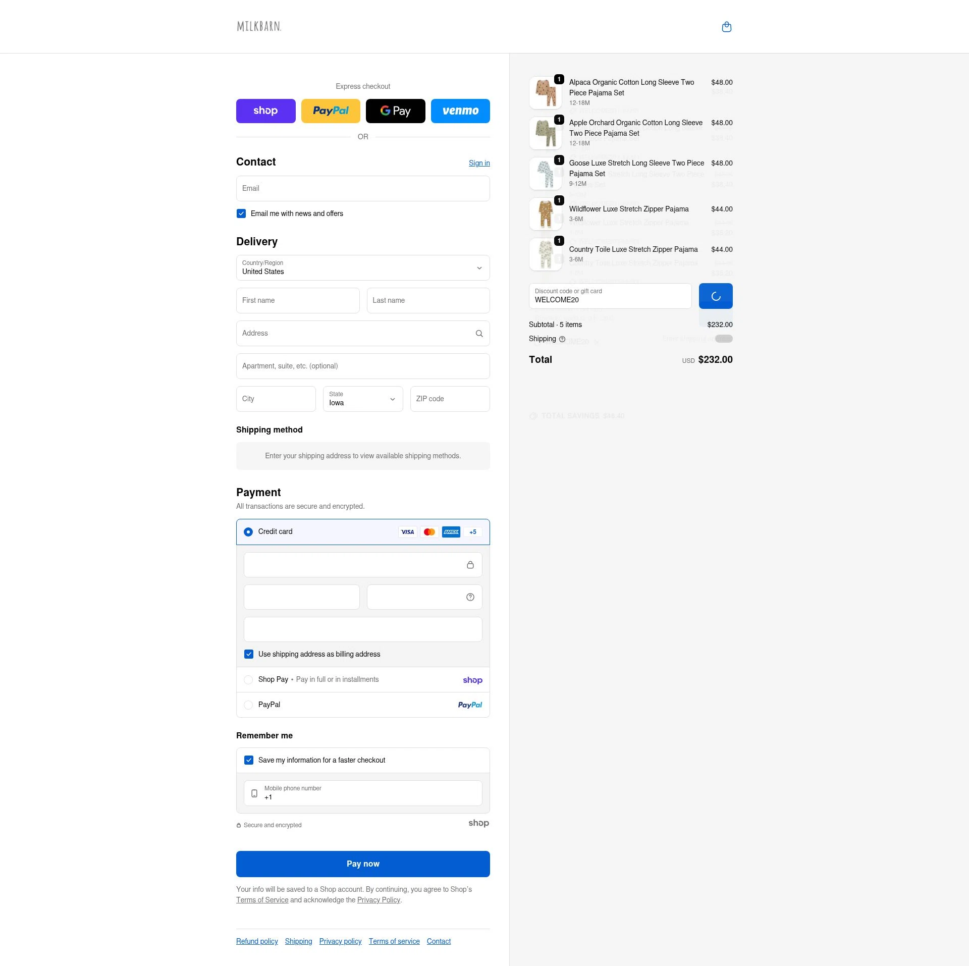 MILKBARN checkout page showing MILKBARN promo code box | Screenshot taken by SimplyCodes community member on Jan 27, 2026
