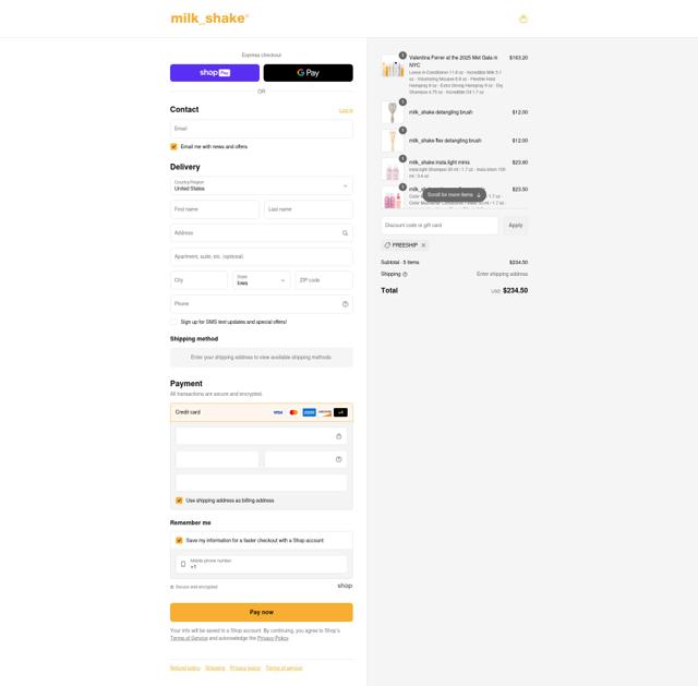 Milkshake USA checkout page showing Milkshake USA promo code box | Screenshot taken by SimplyCodes community member on Aug 9, 2025