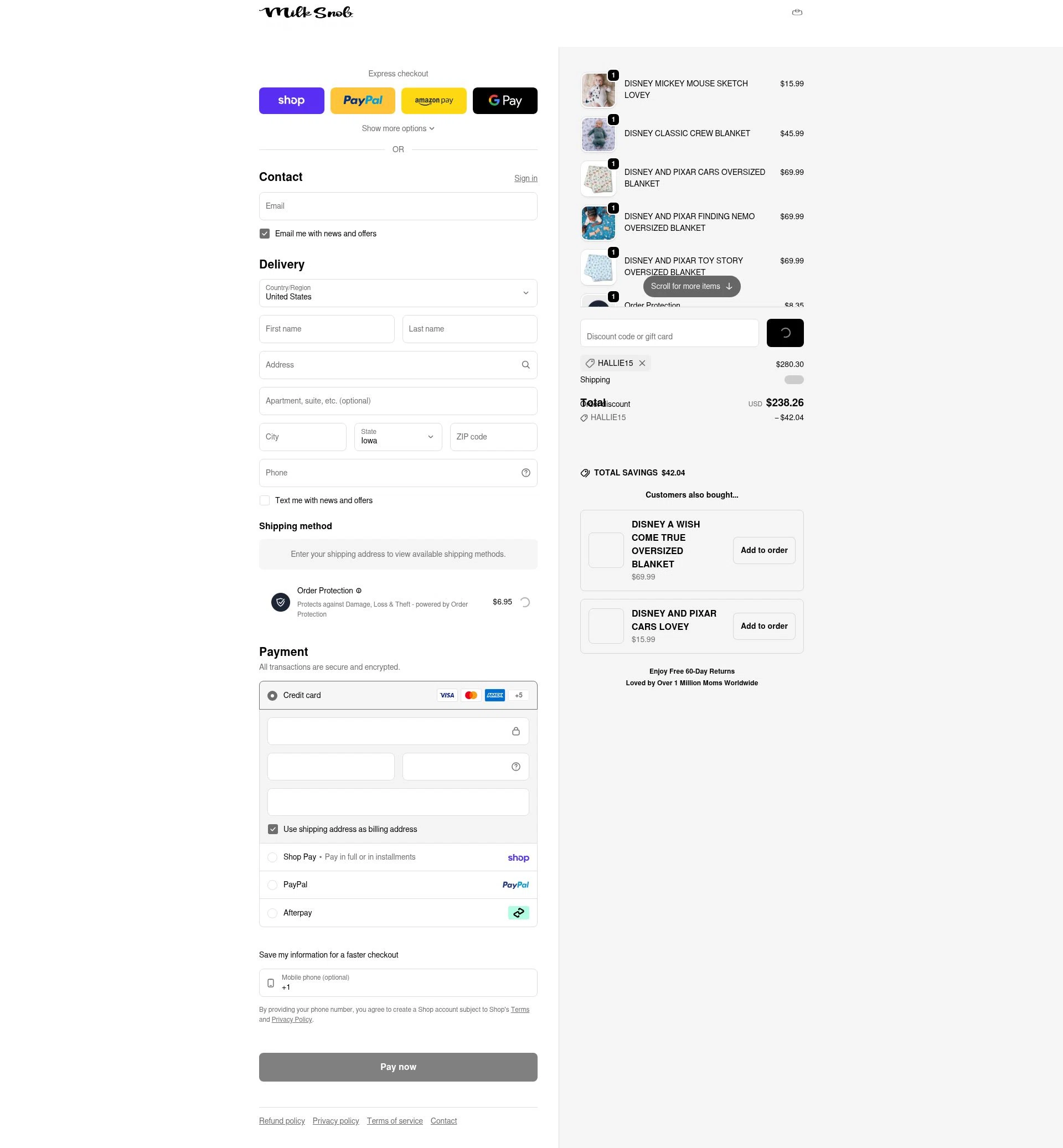 Milk Snob checkout page showing Milk Snob promo code box | Screenshot taken by SimplyCodes community member on Feb 6, 2026