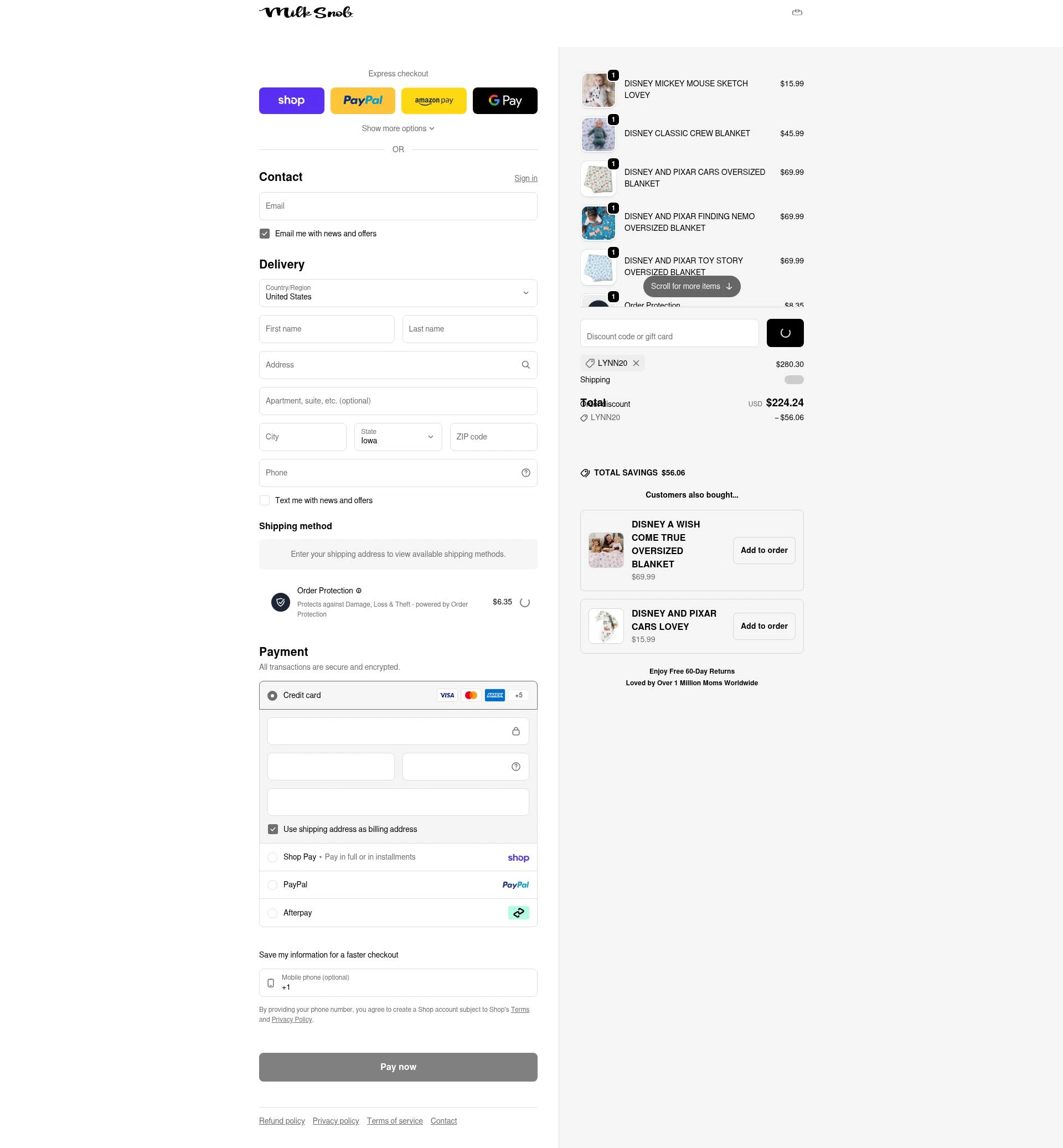 Milk Snob checkout page showing Milk Snob promo code box | Screenshot taken by SimplyCodes community member on Feb 6, 2026