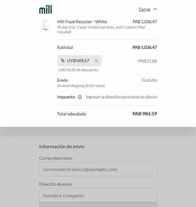 Mill checkout page showing Mill promo code box | Screenshot taken by SimplyCodes community member on Feb 5, 2026