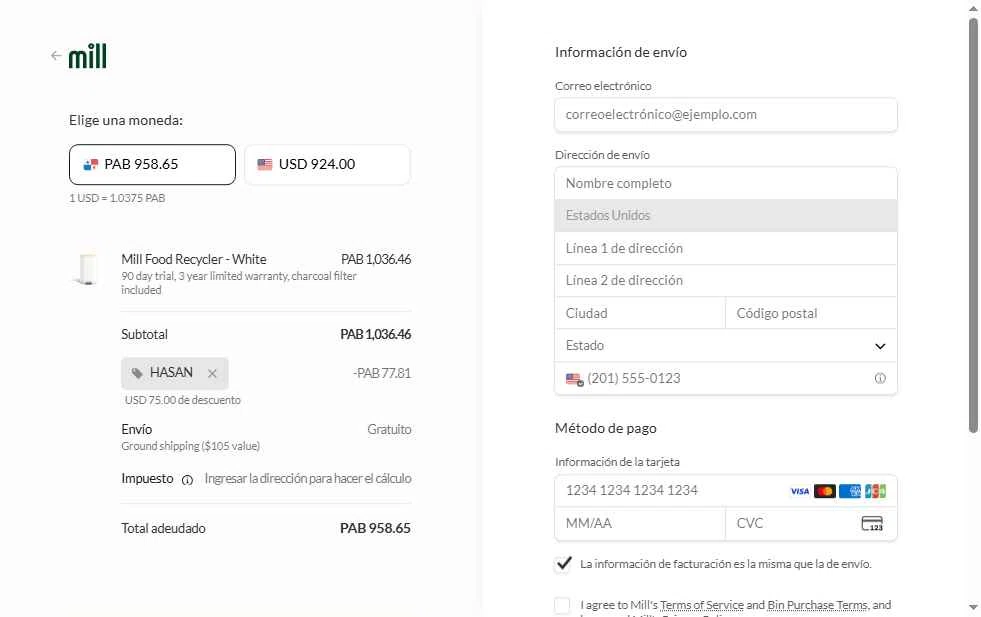 Mill checkout page showing Mill promo code box | Screenshot taken by SimplyCodes community member on Dec 10, 2025