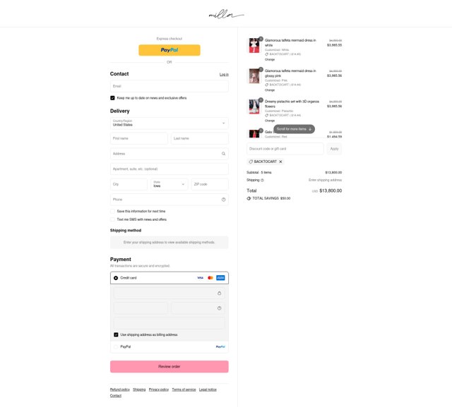 Milla checkout page showing Milla discount code box | Screenshot taken by SimplyCodes community member on Sep 4, 2025
