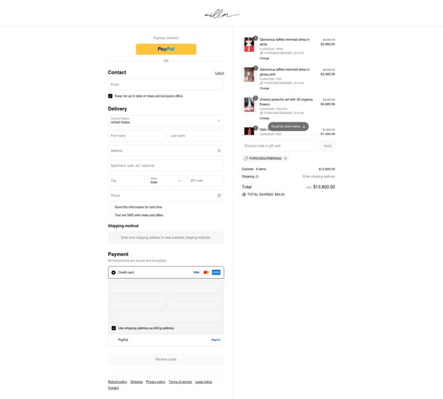 Milla checkout page showing Milla discount code box | Screenshot taken by SimplyCodes community member on Sep 4, 2025