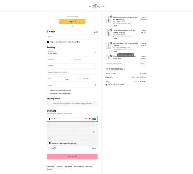 Milla checkout page showing Milla discount code box | Screenshot taken by SimplyCodes community member on Aug 31, 2025