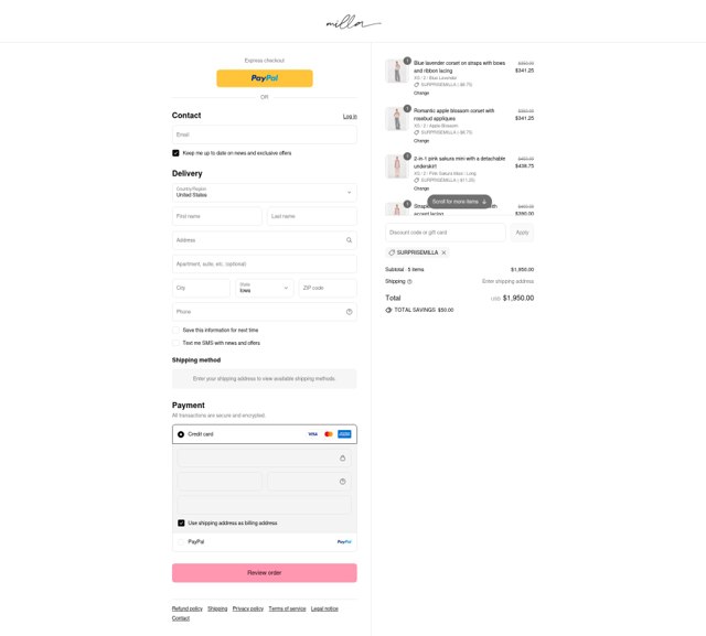 Milla checkout page showing Milla discount code box | Screenshot taken by SimplyCodes community member on Aug 31, 2025
