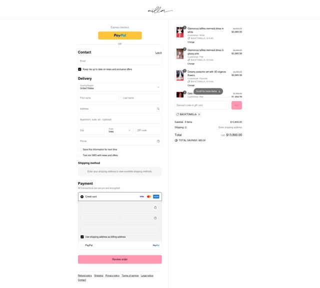Milla checkout page showing Milla discount code box | Screenshot taken by SimplyCodes community member on Sep 4, 2025