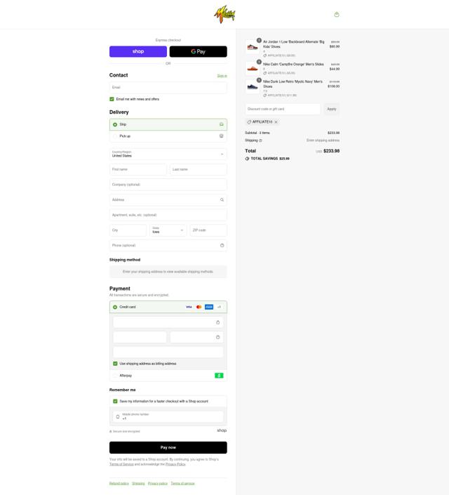 Millennium Shoes checkout page showing Millennium Shoes discount code box | Screenshot taken by SimplyCodes community member on Sep 10, 2025