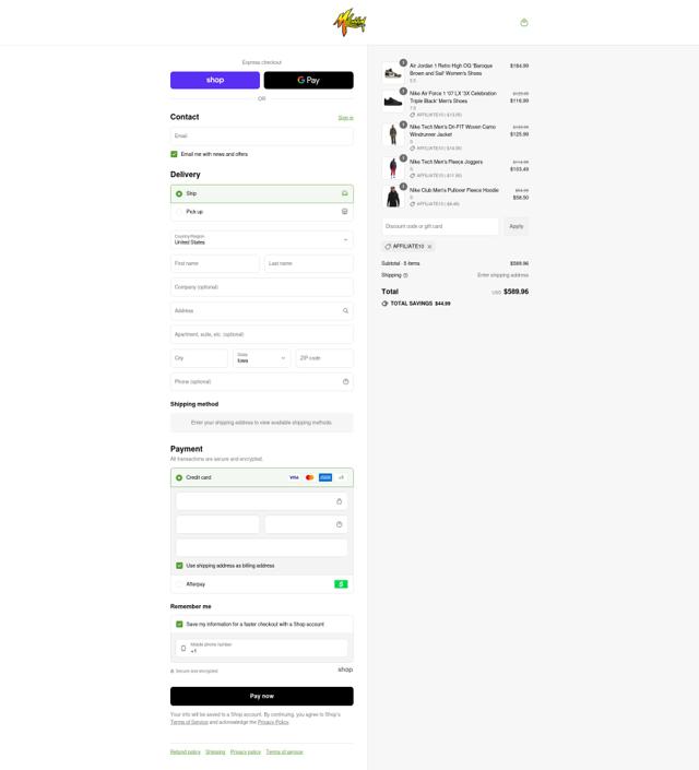 Millennium Shoes checkout page showing Millennium Shoes discount code box | Screenshot taken by SimplyCodes community member on Sep 14, 2025