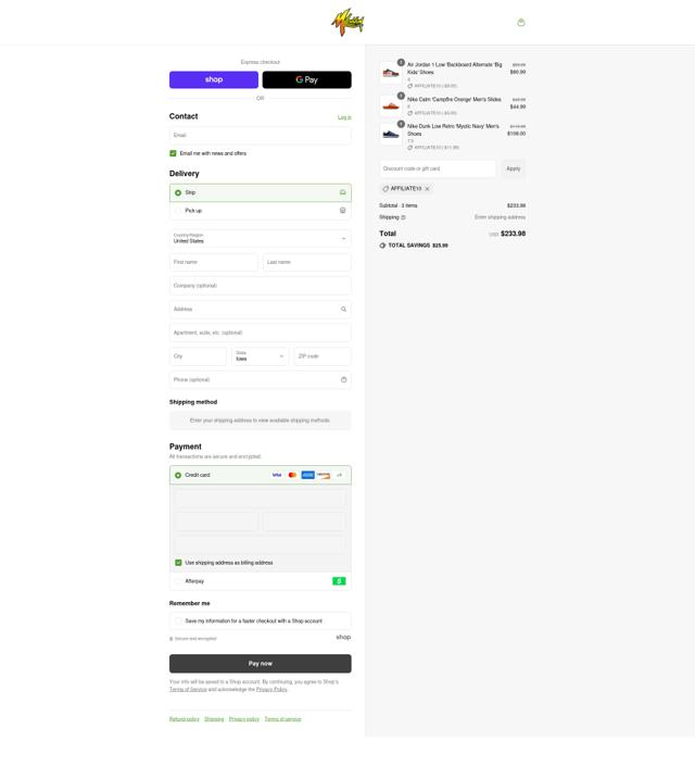 Millennium Shoes checkout page showing Millennium Shoes discount code box | Screenshot taken by SimplyCodes community member on Sep 6, 2025