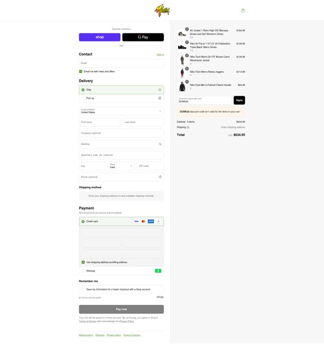 Millennium Shoes checkout page showing Millennium Shoes discount code box | Screenshot taken by SimplyCodes community member on Sep 14, 2025