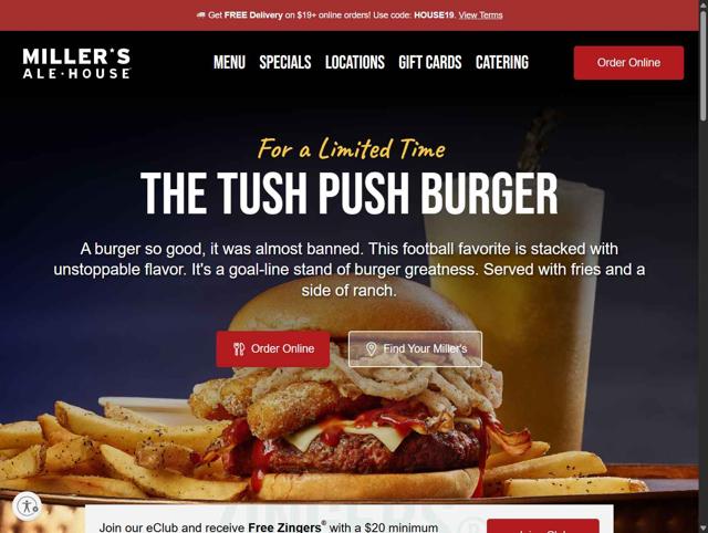 Miller's Ale House checkout page showing Miller's Ale House coupon code box | Screenshot taken by SimplyCodes community member on Aug 27, 2025
