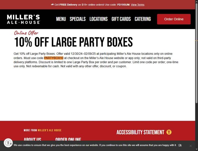 Miller's Ale House Promo Codes - 10% Off Jul 2025