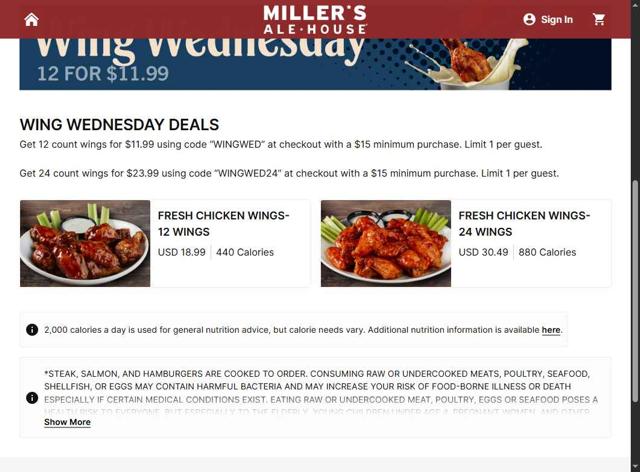 Miller's Ale House checkout page showing Miller's Ale House coupon code box | Screenshot taken by SimplyCodes community member on Aug 25, 2025