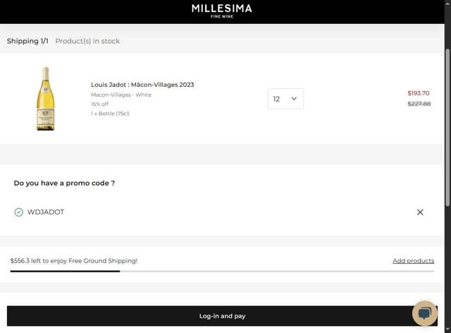 Millesima checkout page showing Millesima promo code box | Screenshot taken by SimplyCodes community member on Jun 29, 2025