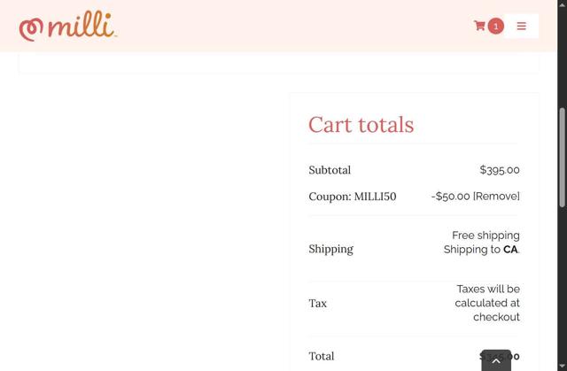 Hello Milli checkout page showing Hello Milli promo code box | Screenshot taken by SimplyCodes community member on Jul 23, 2025