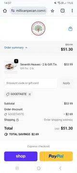 GOODTASTE coupon verification screenshot
