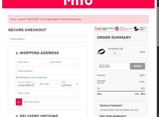 Milo checkout page showing Milo promo code box | Screenshot taken by SimplyCodes community member on Jun 27, 2025