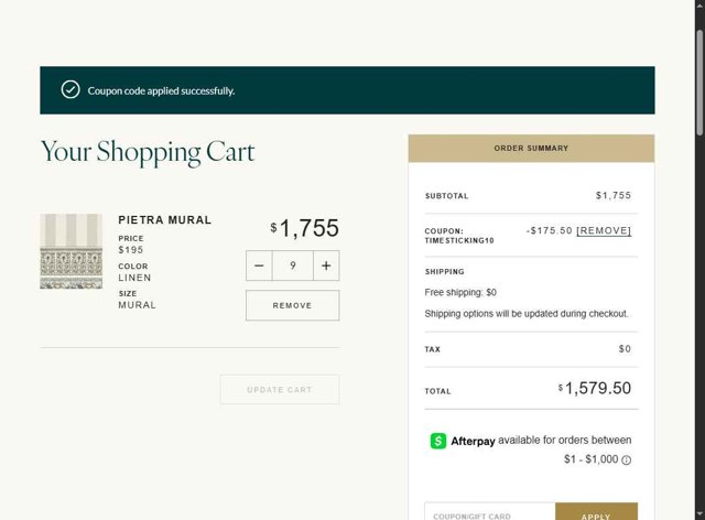 Milton And King checkout page showing Milton And King coupon code box | Screenshot taken by SimplyCodes community member on Jul 6, 2025