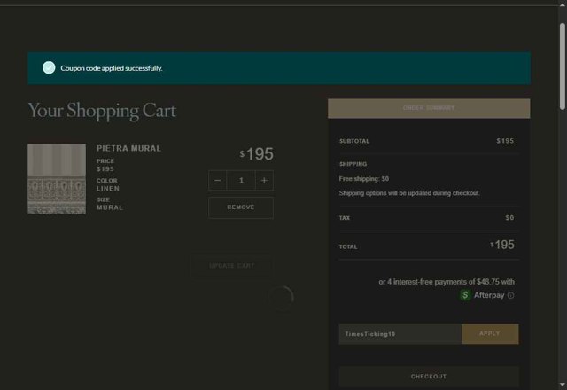 Milton And King checkout page showing Milton And King coupon code box | Screenshot taken by SimplyCodes community member on May 16, 2025