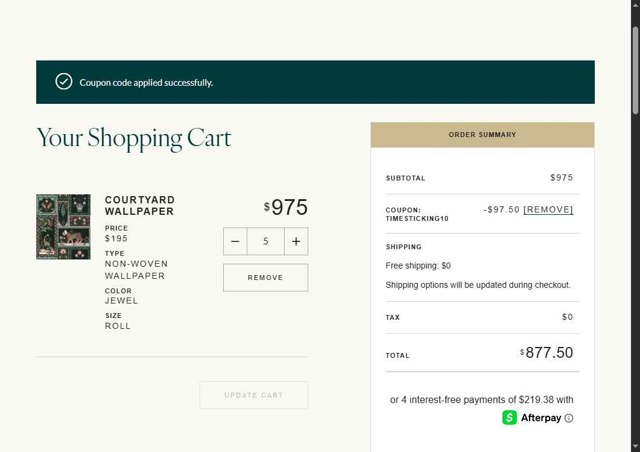 Milton And King checkout page showing Milton And King coupon code box | Screenshot taken by SimplyCodes community member on Jul 6, 2025