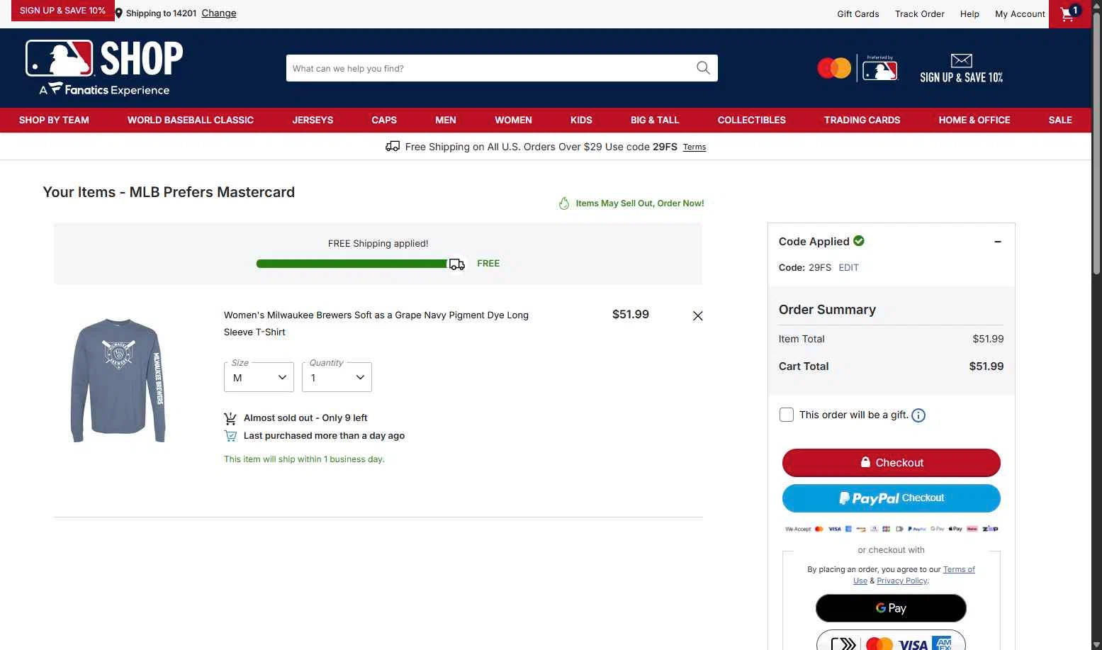Milwaukee Brewers checkout page showing Milwaukee Brewers coupon code box | Screenshot taken by SimplyCodes community member on Feb 6, 2026