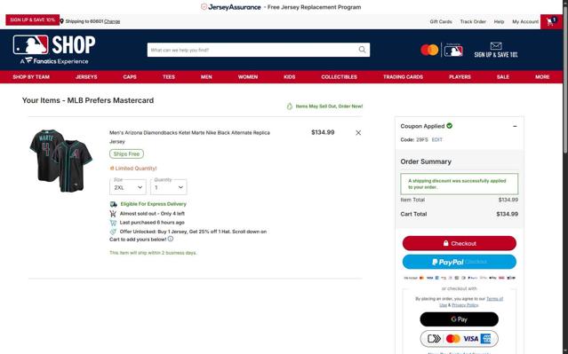 Milwaukee Brewers checkout page showing Milwaukee Brewers coupon code box | Screenshot taken by SimplyCodes community member on Oct 1, 2025