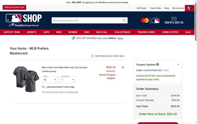 Milwaukee Brewers checkout page showing Milwaukee Brewers coupon code box | Screenshot taken by SimplyCodes community member on Oct 5, 2025